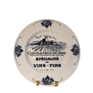 4 Dinner Plates Chateauneuf du Pape 11" Blue Ivory Vineyard Wine  Royal Stafford